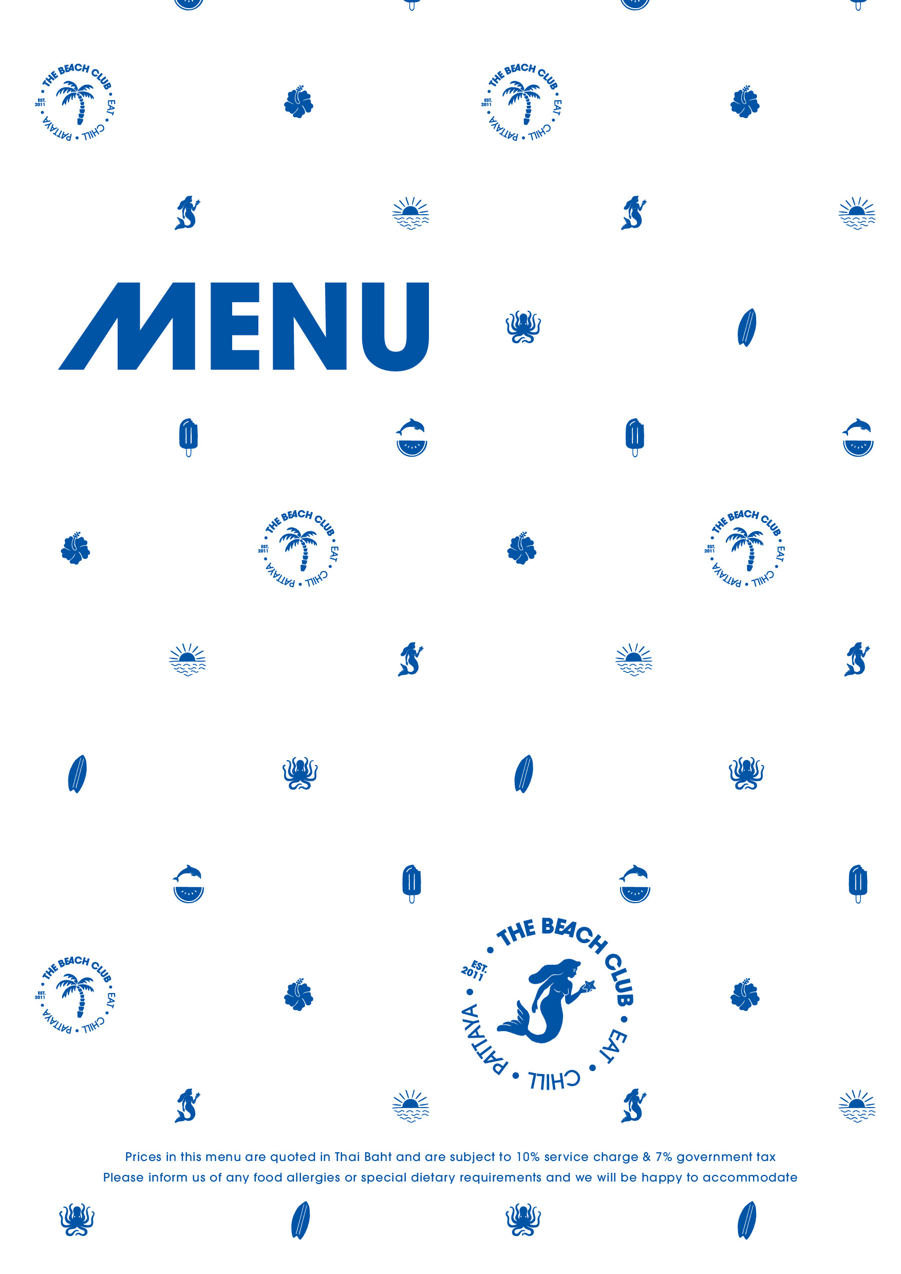 The Beach Club Menu